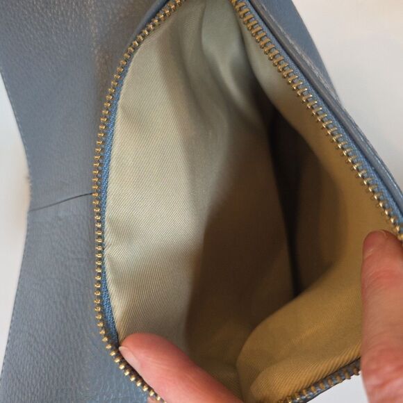 Handmade Italian Pebbled Leather Convertible Backpack Crossbody Slate Blue NWOT - Picture 7 of 10